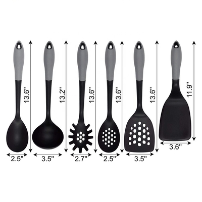 カラフルな 6 片ナイロン 焼物 具 セット 調理用 木製 ハンドル と 粘り しない 具