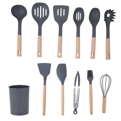 12PCS 粘着しないシリコン キッチン用具 プラスチックホルダー付き 高級料理用具